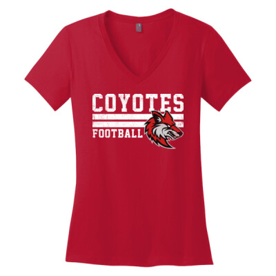 Ladies Distressed Coyotes Football V-Neck Thumbnail