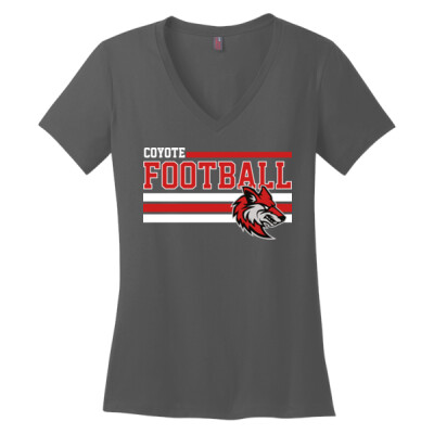Ladies Coyote Football Stripes V-Neck Thumbnail
