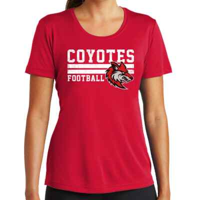 Ladies Distressed Coyotes Football DriFit Tee Thumbnail