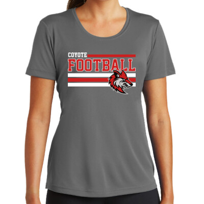 Ladies Coyote Football Stripes DriFit Tee Thumbnail