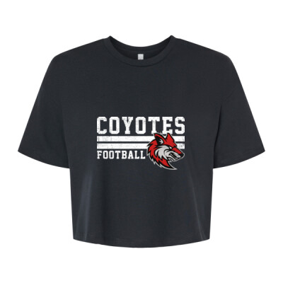 Ladies Distressed Coyotes Football Cropped Tee Thumbnail