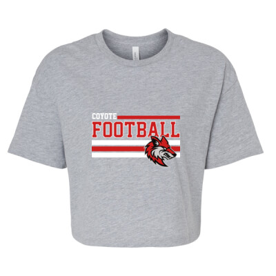 Ladies Coyote Football Stripes Cropped Tee Thumbnail